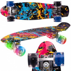 Skateboard cu led-uri pentru copii 56x15cm Paint