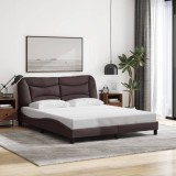 vidaXL Cadru de pat cu tăblie, maro &icirc;nchis, 160x200 cm, textil