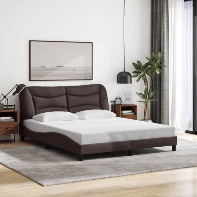 vidaXL Cadru de pat fără saltea, maro &amp;icirc;nchis, 160x200 cm, textil 3207782 foto
