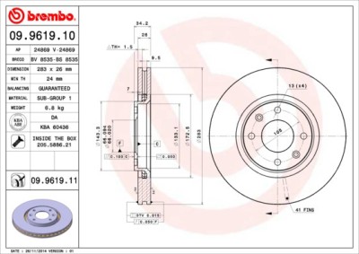 BREMBO 09.9619.10 PRIME LINE Disc frana foto