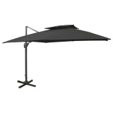 vidaXL Umbrelă &icirc;n consolă cu &icirc;nveliș dublu, negru, 300x300 cm 312376