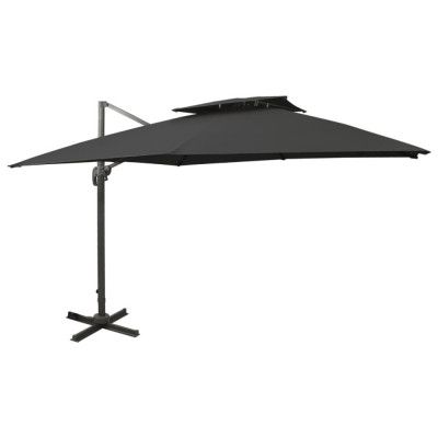 Umbrela suspendata cu &amp;icirc;nvelis dublu, negru, 300x300 cm GartenMobel Dekor foto