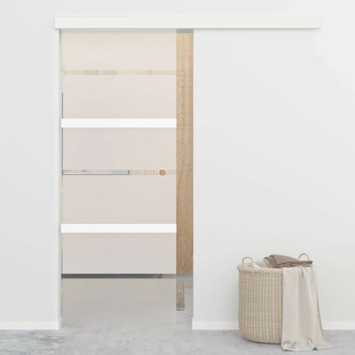 Ușă glisantă, argintiu, 76 x 212 cm, sticlă ESG și aluminiu