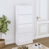 VidaXL Pantofar, alb extralucios, 63x24x147 cm, lemn compozit