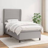 Cumpara ieftin Pat box spring cu saltea, gri deschis, 90x190 cm, textil