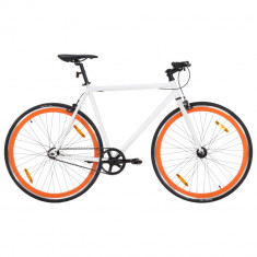 Bicicleta cu angrenaj fix, alb si portocaliu, 700c, 59 cm GartenMobel Dekor