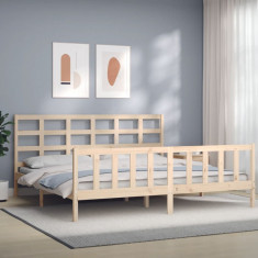 vidaXL Cadru de pat cu tăblie, 180x200 cm, lemn masiv