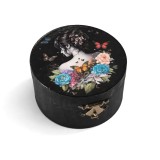 Cutie rotunda din lemn fata cu fluturi &ndash; 184100