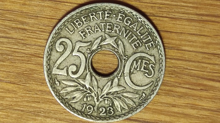 Franta - moneda de colectie istorica - 25 centimes 1923 - Paris - frumoasa !