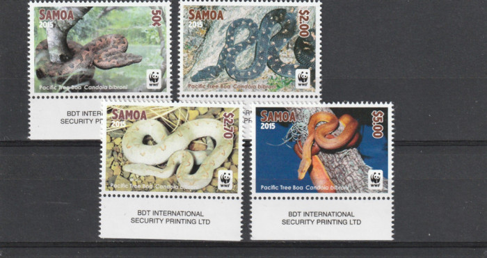 Samoa 2015-WWF,Fauna,Reptile,Serpi,MNH,Mi.1218-1221