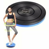Disc rotativ pentru tonifierea abdomenului, din polipropilena, dimensiuni 25*25*3 cm, imprimare 3D pentru masaj, albastru/negru