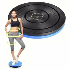 Disc rotativ pentru tonifierea abdomenului, din polipropilena, dimensiuni 25*25*3 cm, imprimare 3D pentru masaj, albastru/negru