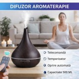 Cumpara ieftin Difuzor Aromaterapie SMARTECH, 500ml, Umidificator, Telecomanda, Lumina Veghe, Uleiuri Esentiale