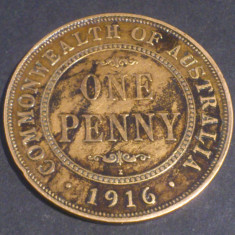 One 1 penny peny peni 1916 Australia, stare EF+ (poze)