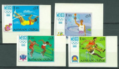 Ajman 1968 Sport Olympic Games Mexico Mi.247-250 imperf. MNH M.320 foto