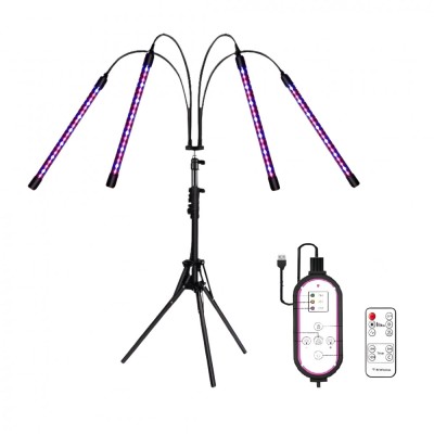 Lampa BiXXBi pentru Cresterea Plantelor cu Trepied si Spectru Complet, 4 Tuburi Luminoase cu 3 Culori, 4 Moduri de Iluminare, 10 Tipuri de Luminozitat foto