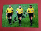 Foto (de colectie) fotbal - Semnatura originala Arbitrul Elvetian URS MEIER (a arbitrat meciul DANEMARCA-ROMANIA IN 2003)