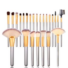 Set 24 pensule profesionale pentru machiaj, par sintetic, forme diferite, cu gentuta pentru depozitare, ideal pentru makeup professional dar si pentru foto