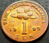 Moneda exotica 1 SEN - MALAEZIA, anul 1999 * cod 1881 B = A.UNC, Asia