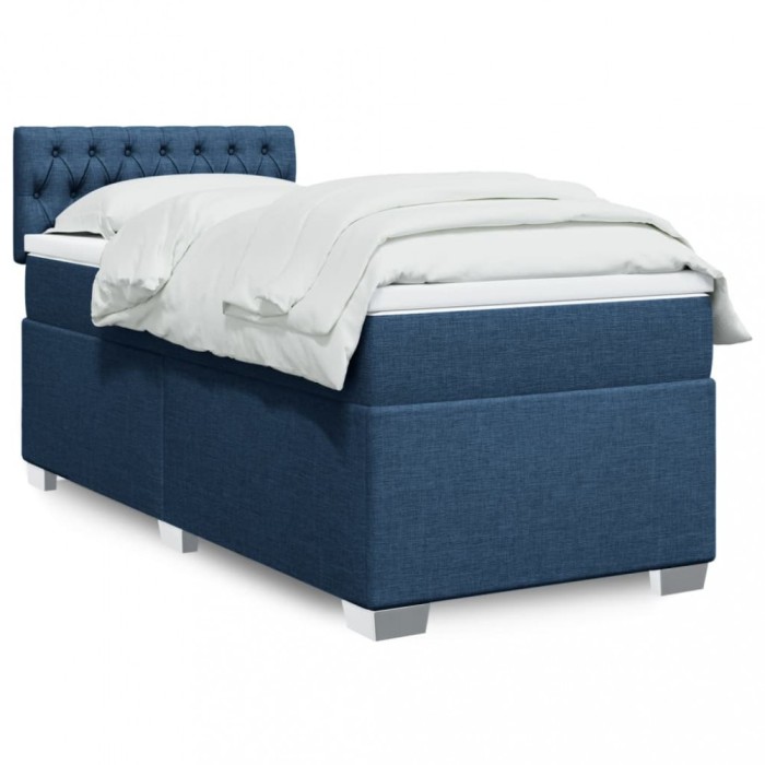 vidaXL Pat box spring cu saltea, albastru, 80x200 cm, textil 3285728