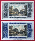 Germania lot 2 notgeld 2 x 50 pfennig 1921 HANNOVER culori diferite **