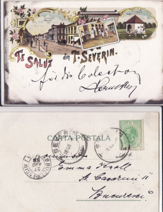 Turnu Severin ( Mehedinti ) -Colaj, litografie 1896 - rara