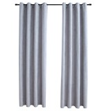 Cumpara ieftin Draperii opace cu inele metalice, 2 buc., gri, 140 x 175 cm