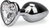 Dop anal Rosy Silver Heart Shape with White Diamond Large