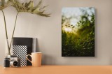 Tablou Canvas, "Răsărit printre crenguțe verzi strălucitoare", Frunze, Lumina, Apus, Verdeață, Natură, Relaxare, Atmosferă, Bokeh, Seară, Liniște, 26