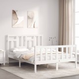 Cumpara ieftin Cadru de pat fără saltea, alb, 120x200 cm, lemn masiv pin