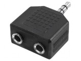 Adaptor Jack 3,5mm - Soclu dublu și mufă neagră pentru conectivitate audio