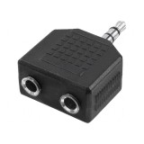 Adaptor Jack 3,5mm - Soclu dublu și mufă neagră pentru conectivitate audio