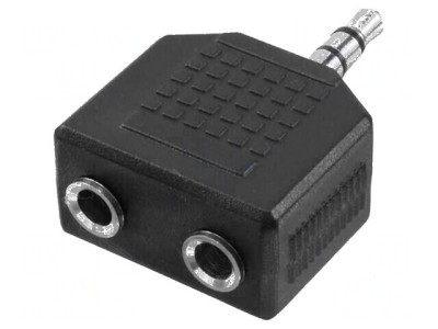 Adaptor Jack 3,5mm - Soclu dublu și mufă neagră pentru conectivitate audio foto
