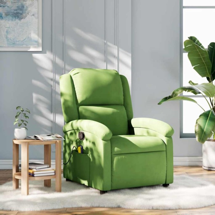 vidaXL Fotoliu de masaj rabatabil, verde deschis, catifea 371811