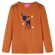 Tricou pentru copii cu m&acirc;neci lungi, coniac, 128