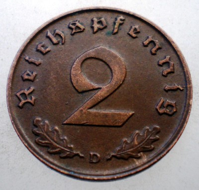 2.631 GERMANIA 2 REICHSPFENNIG 1938 D foto