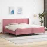 vidaXL Cadru de pat cu saltea cu headboard Roz 200 x 200 cm Catifea 3414888