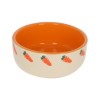 Bol Ceramic Rozatoare Kerbl Morcovi 500ml &Oslash;13cm, Castron Hrană/Apă, Stabil, Antiderapant, Ușor de Curățat, Bej/Portocaliu