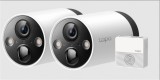 Kit camere supraveghere IP WiFi TP-Link Tapo C420S2, 2 camere 2K QHD, IR 15m, lentila fixa 3.18mm, microfon si difuzor, alarma sonora si luminoasa, AI