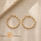 Cumpara ieftin Cercei Elodie , cercei rotunzi torsada, placaj triplu cu aur 14K, 4,5 cm