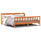 Gossi cadru de pat cu tablie, maro ceruit, 200x200 cm, lemn masiv pin
