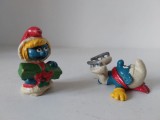 Lot 2 figurine Strumf - Jucarie cauciuc smurf, Peyo,cca 6 cm, cauciuc, vintage, anii 80