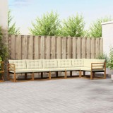 vidaXL Set de canapele de exterior cu pernă 6 pcs Natural și Crem 3369493
