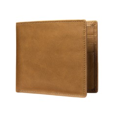 Portofel barbati, BUSY LDY&amp;GTM&reg; NoScan Bruiage, piele naturala, antiscanare carduri RFID, compartiment carte de identitate, maro