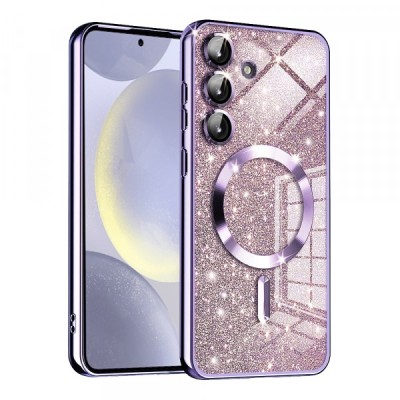 Husa MagSafe pentru Samsung Galaxy S24 S921, Techsuit, Luxury Glitter, Mov Deschis foto