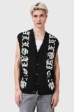 AllSaints vestă din bumbac SCRIPTURE culoarea negru, M036KC