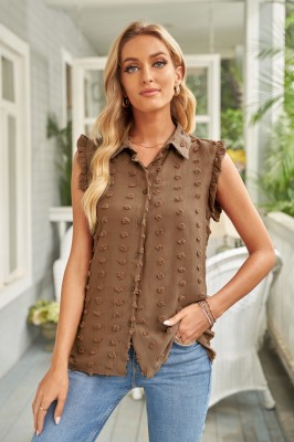 G762-8 Camasa casual fara maneci din material lejer semitransparent foto