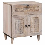 Cumpara ieftin Noptieră cu sertar Bej 50 x 33 x 60 cm Lemn masiv de mango