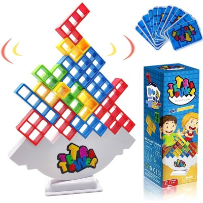 Joc de societate tip Tetris, Tetra Tower, constructie si echilibru, pentru copii si adulti, 2-4 jucatori, 32 piese foto