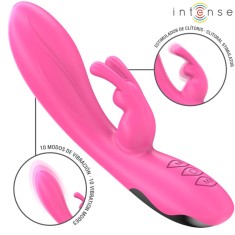Vibrator Rabbit RANDALL Roz, 10 Vibratii, Silicon Moale, Stimulator Punct G si Clitoris